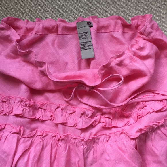 Linen dusty pink drawstring skirt - Picture 3 of 6